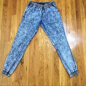 ✨Vintage✨ Acid Wash Denim Joggers Pants Sz L EUC